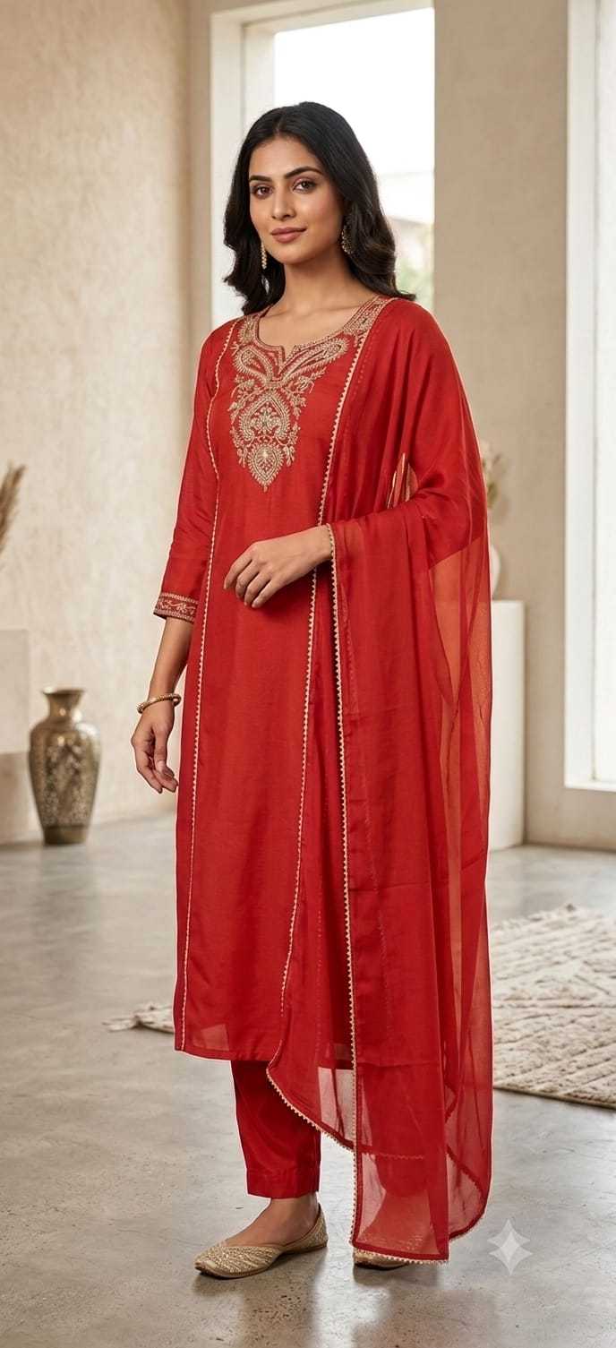 Slub Reyon Party Wear Kurti in Rama