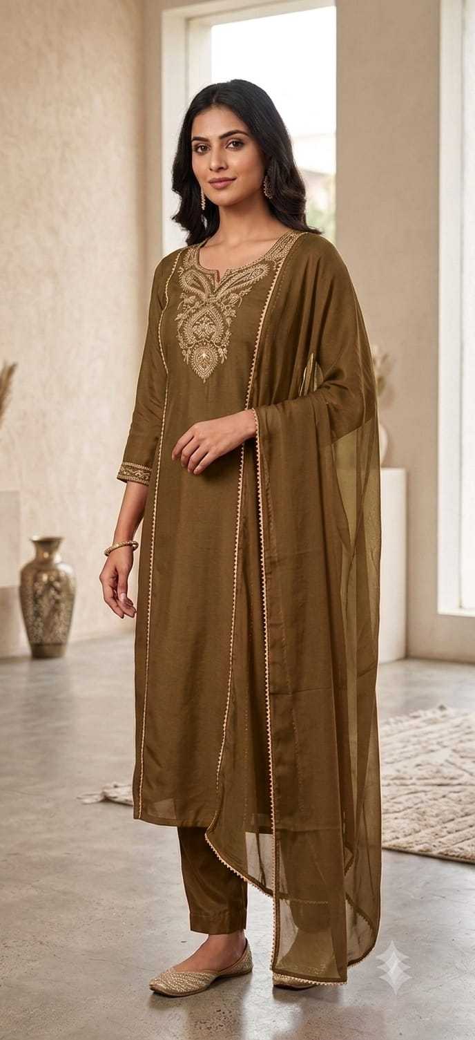 Slub Reyon Party Wear Kurti in Rama