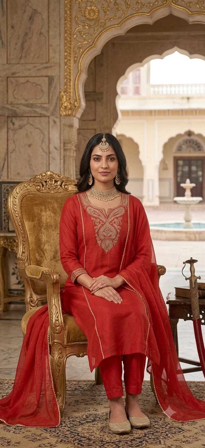 Slub Reyon Party Wear Kurti in Rama