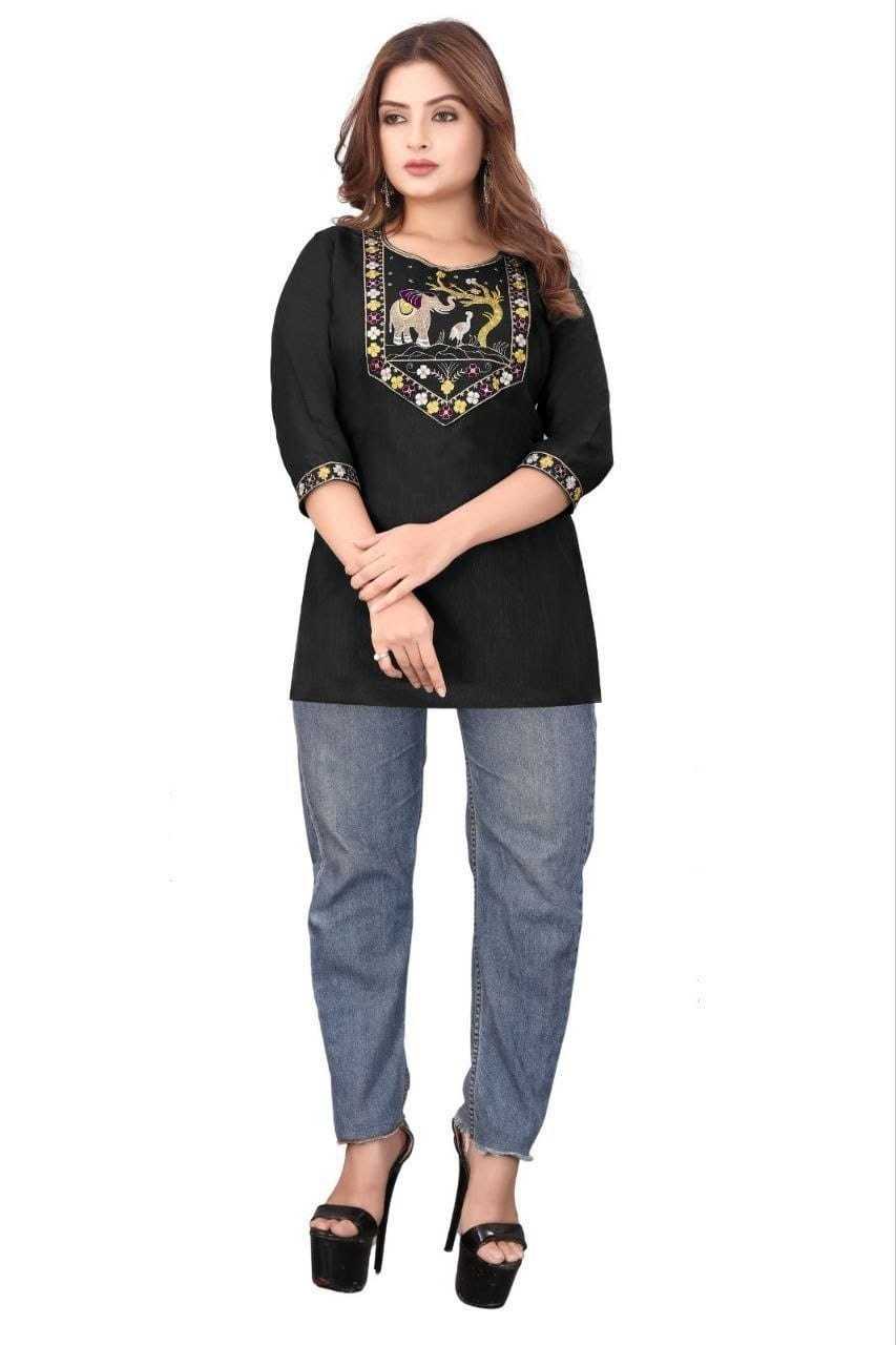 Cotton Short Kurti in Black
