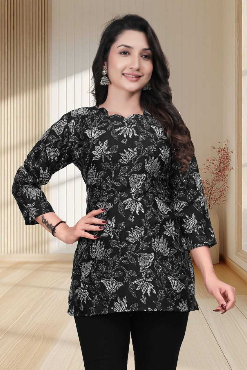 Cotton Short Kurti in Navy Blue