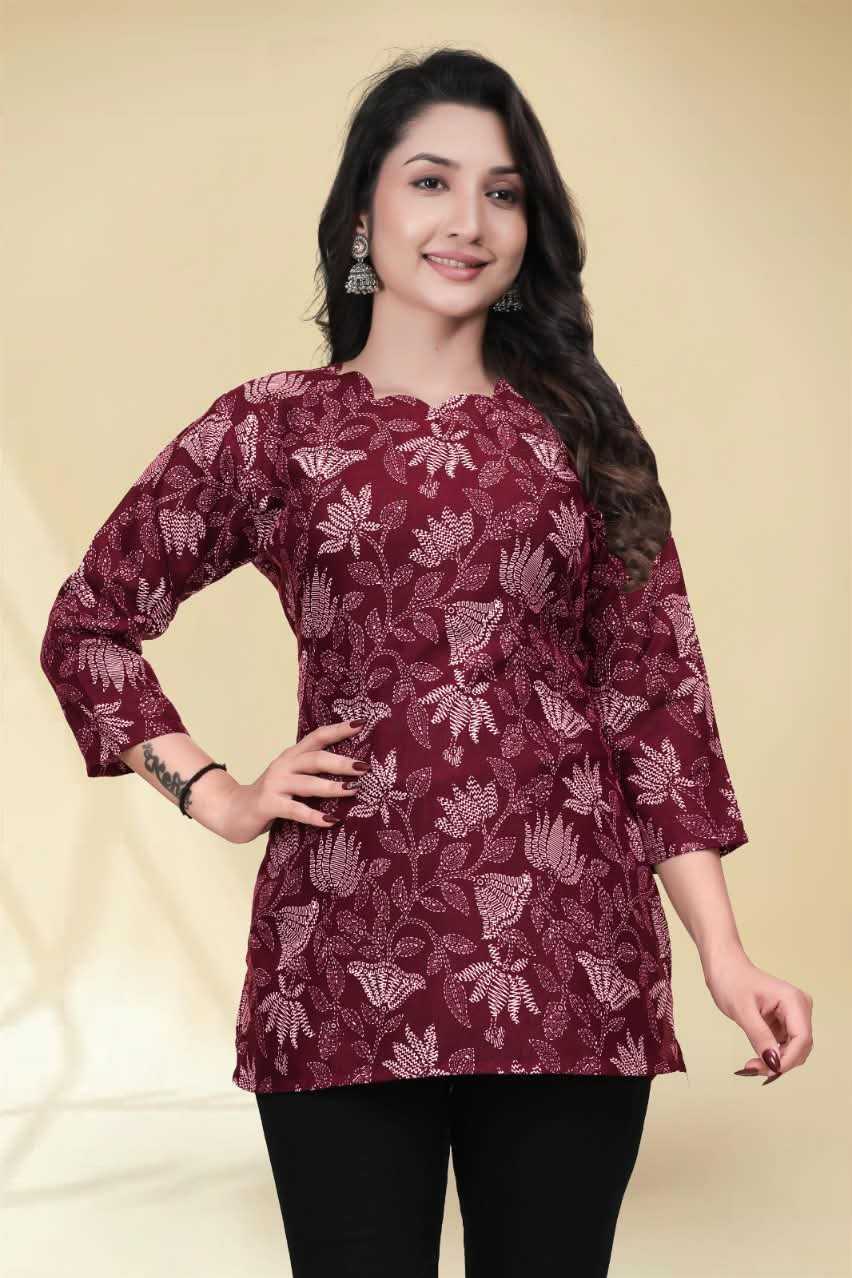 Cotton Short Kurti in Navy Blue