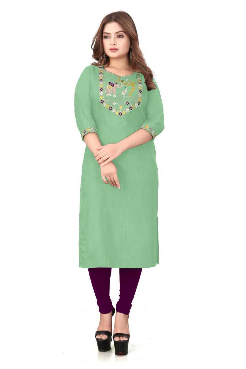 Cotton Designer Kurti in Light Green