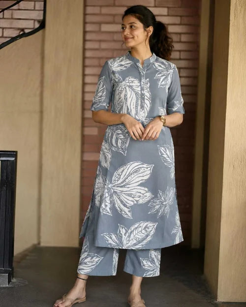 Crepe Party Wear Kurti in Gray