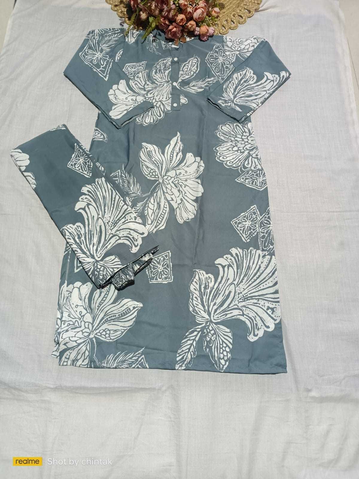 Crepe Party Wear Kurti in Gray