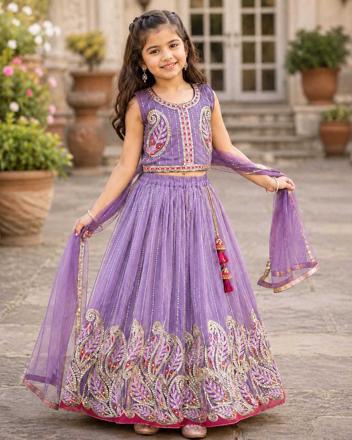 Bhanumati Georgette Kids Lehenga