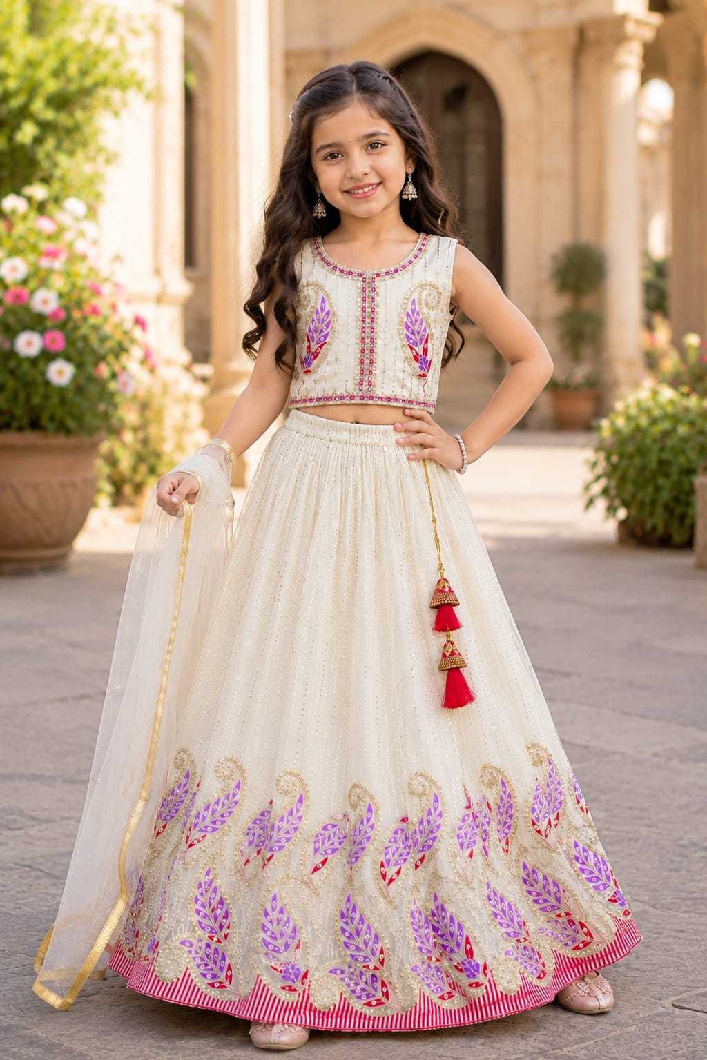 Bhanumati Georgette Kids Lehenga