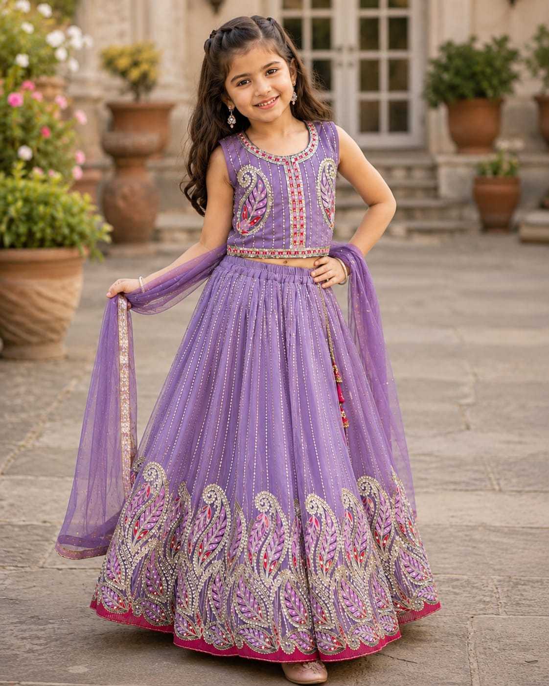 Bhanumati Georgette Kids Lehenga