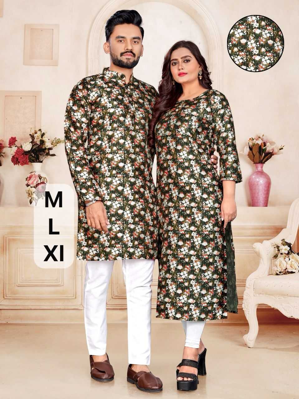 Wedding Special Pure Silk Couple Matching Ethnic Outfits