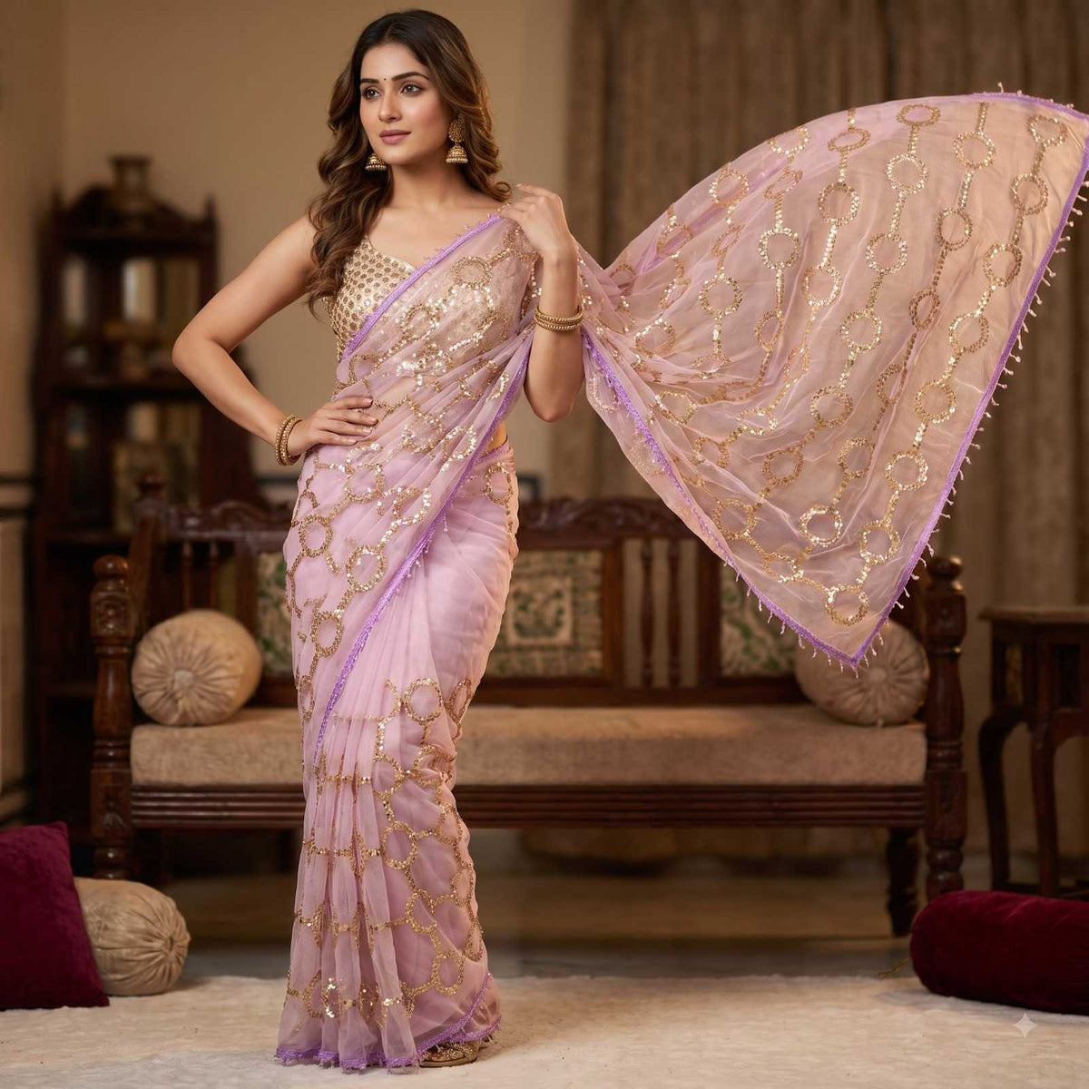 Bindya Soft Net Designer Saree