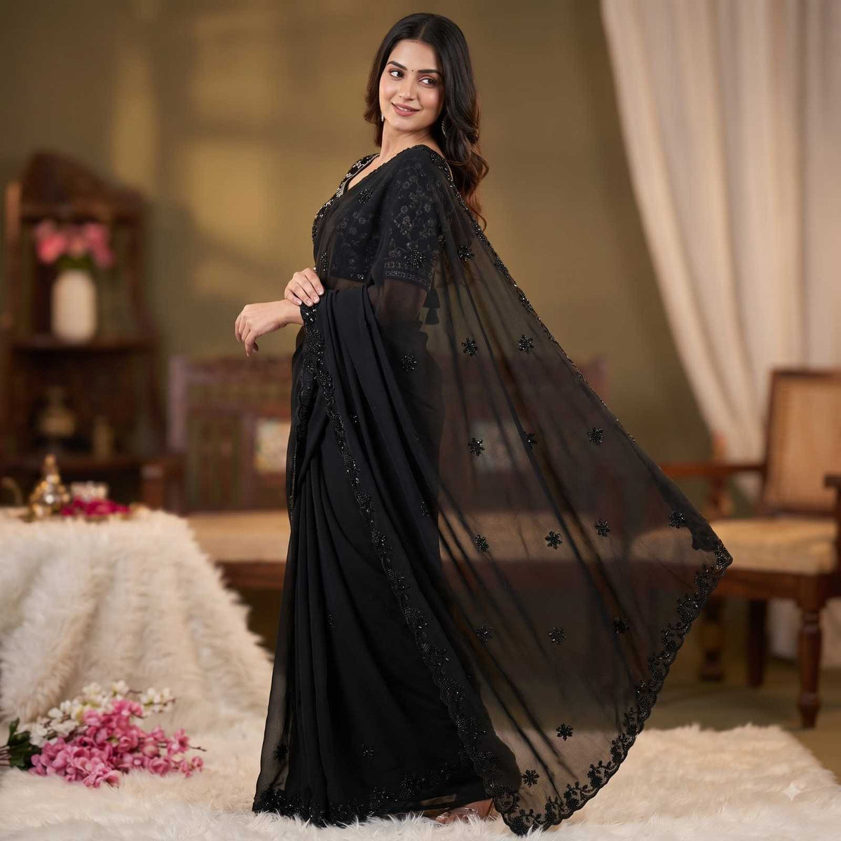 Daya Georgette Fancy Saree