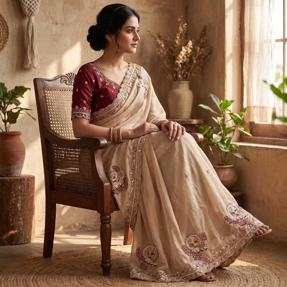 Hathi Satin Silk Traditional Saree