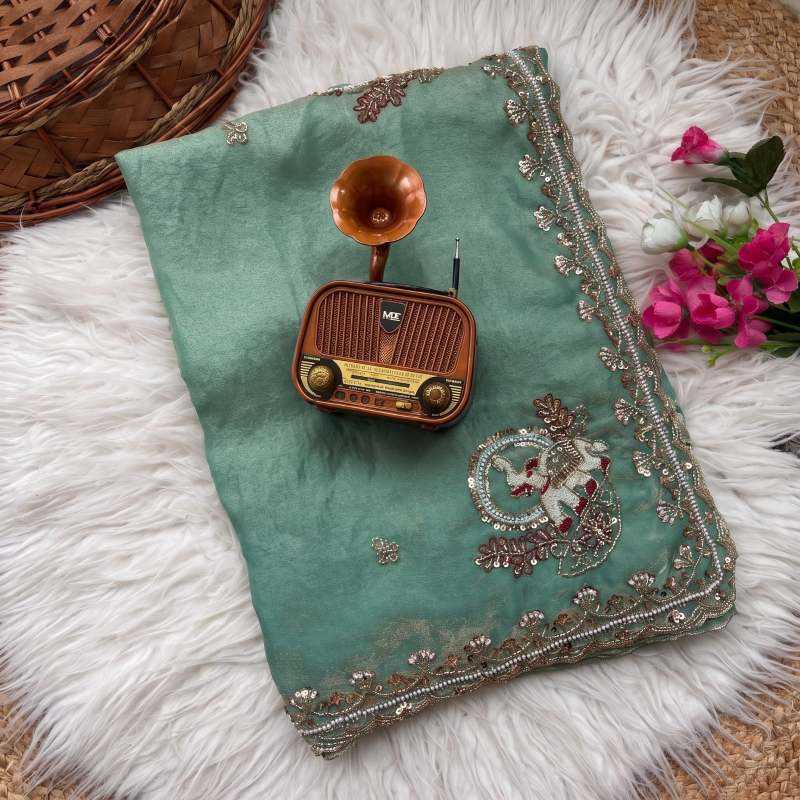 Hathi Satin Silk Traditional Saree