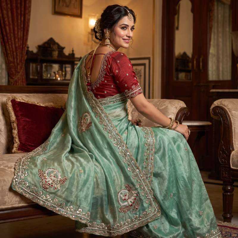 Hathi Satin Silk Traditional Saree