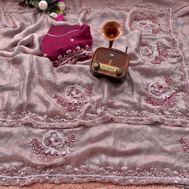 Hathi Satin Silk Traditional Saree