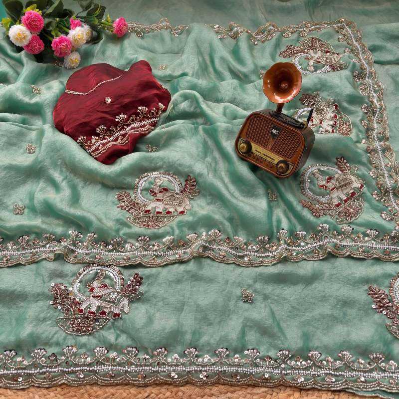 Hathi Satin Silk Traditional Saree