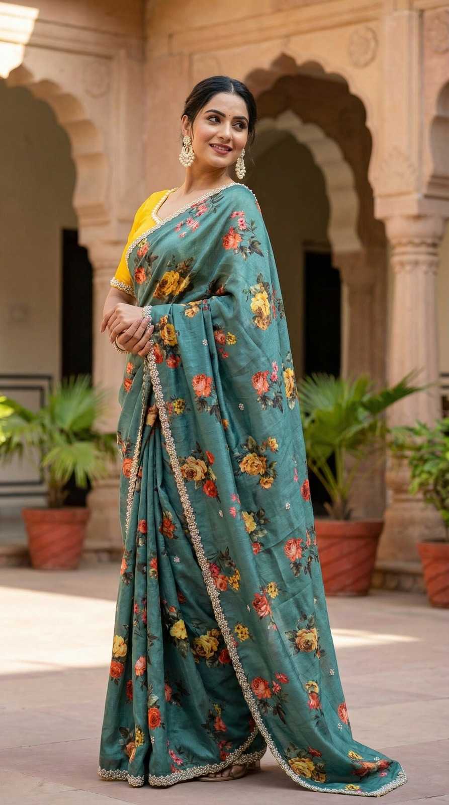 Chinon Printed Saree