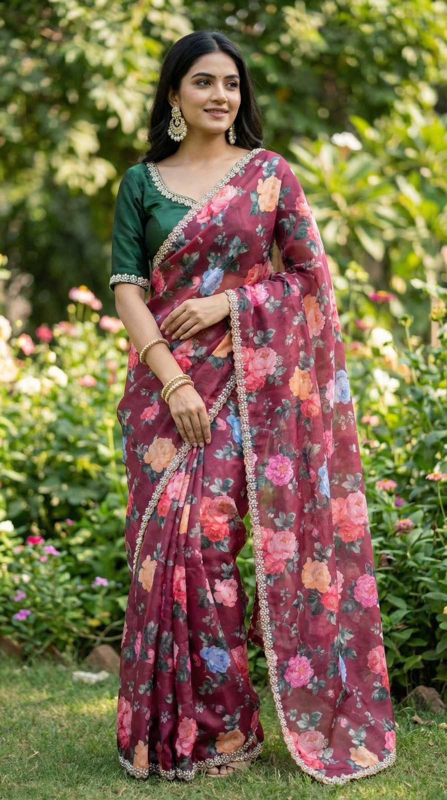 Chinon Printed Saree