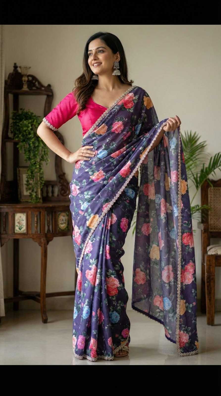 Chinon Printed Saree