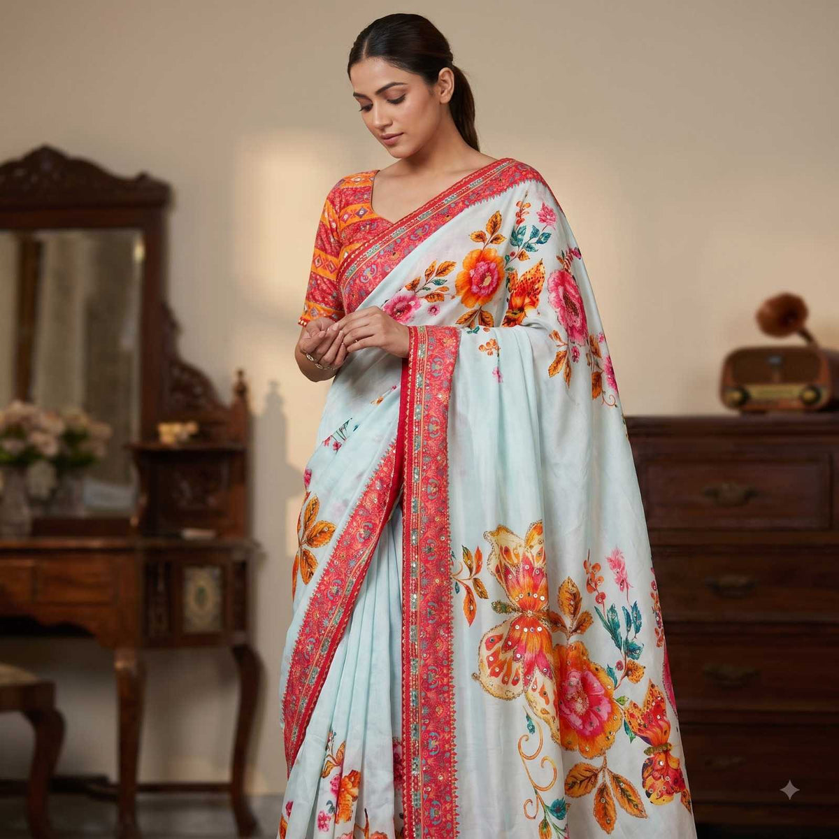 Miya Chinon Printed Saree