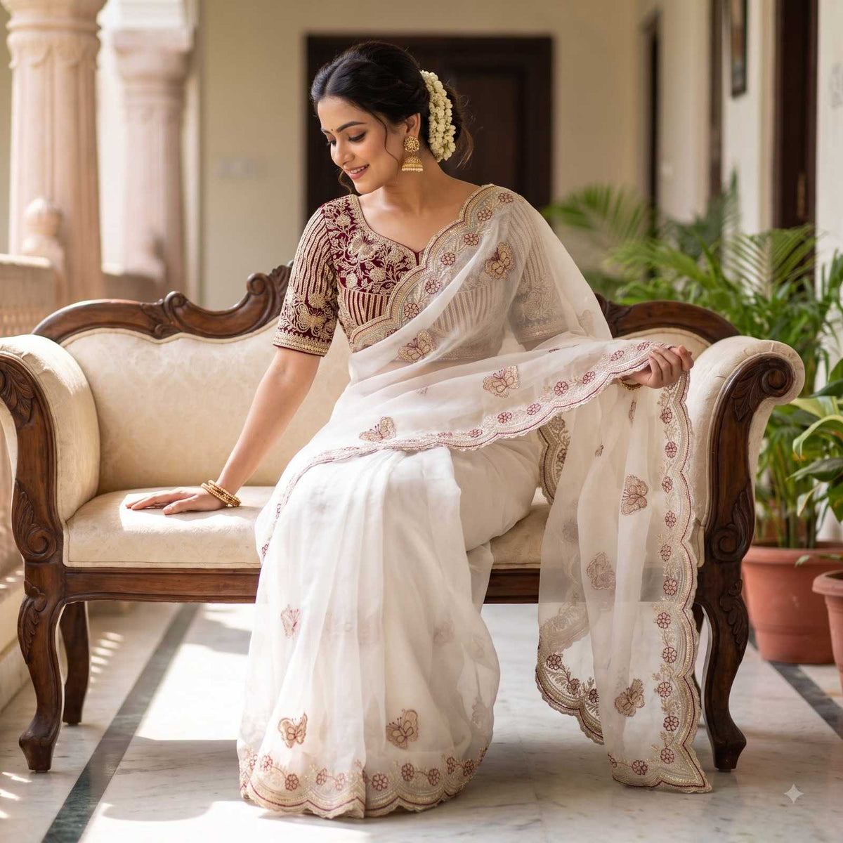Ura Satin Sequin Saree