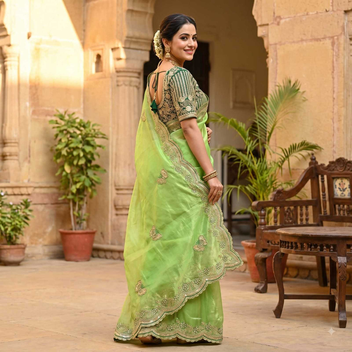Ura Satin Sequin Saree