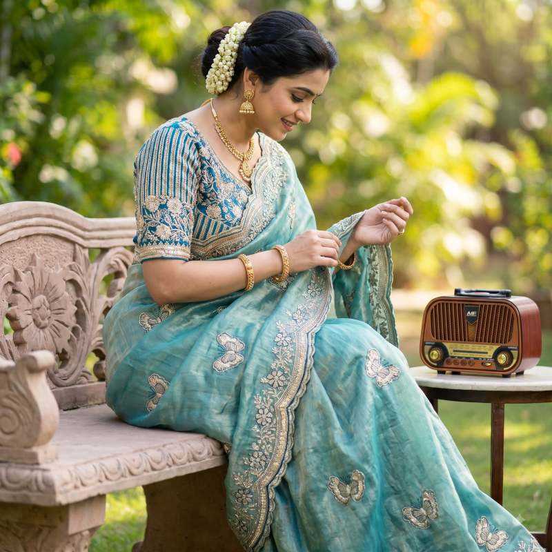 Ura Satin Sequin Saree