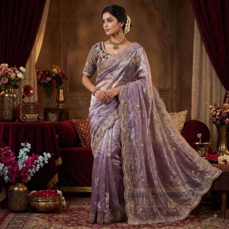 Ura Satin Sequin Saree
