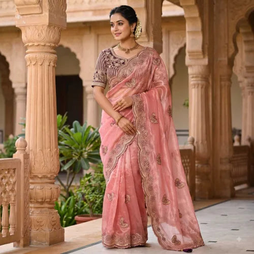 Ura Satin Sequin Saree