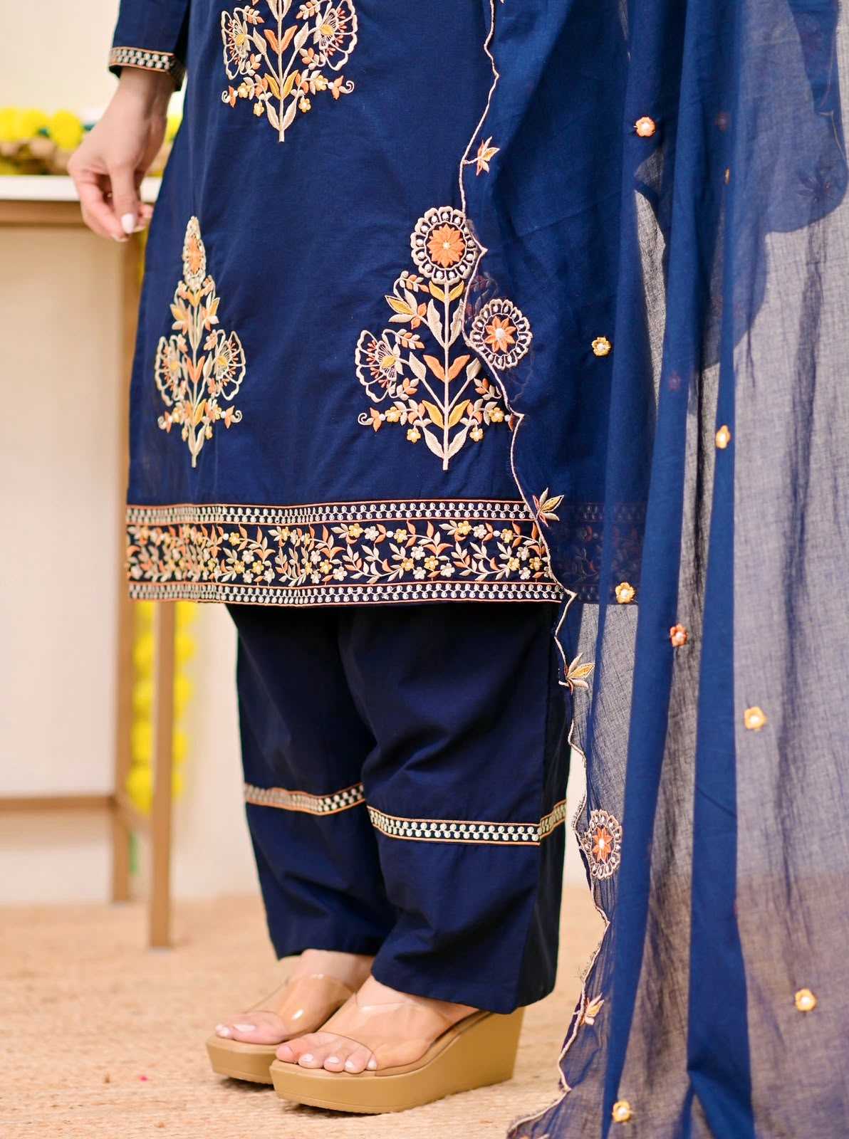 Heavy Roman Silk Embroidery Suit