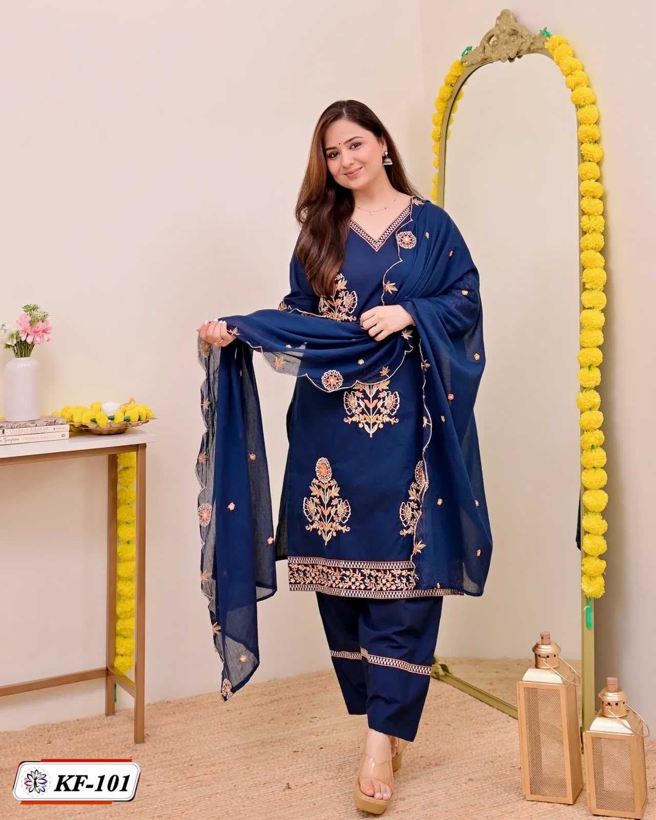 Heavy Roman Silk Embroidery Suit