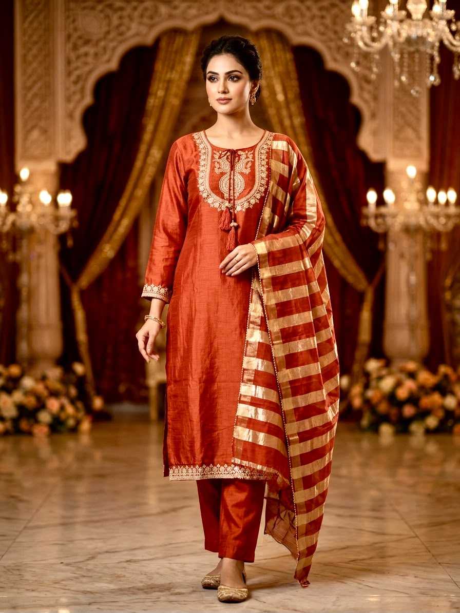 Vichitra Silk Embroidery Suit