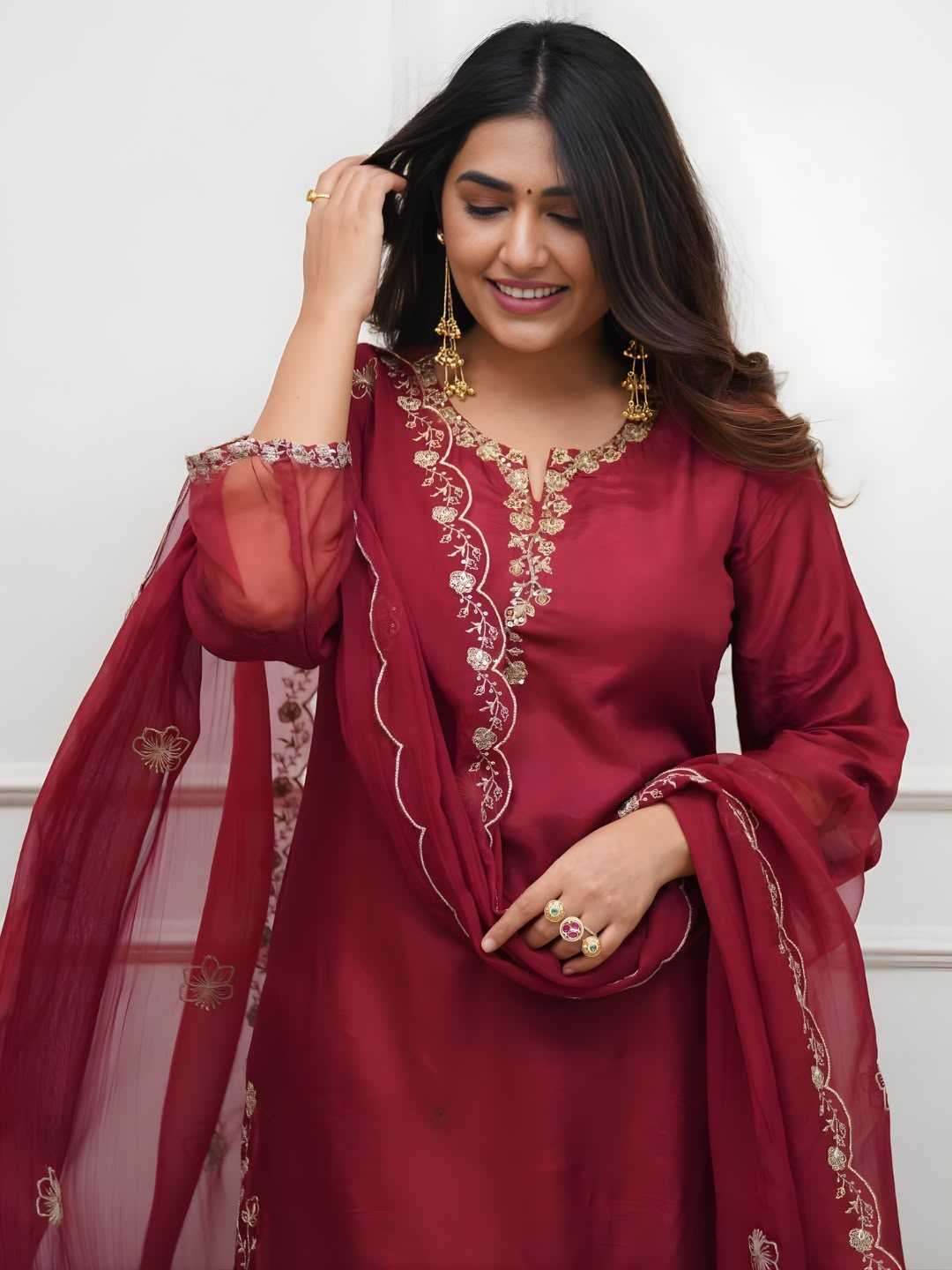 Heavy Roman Silk Embroidery Suit