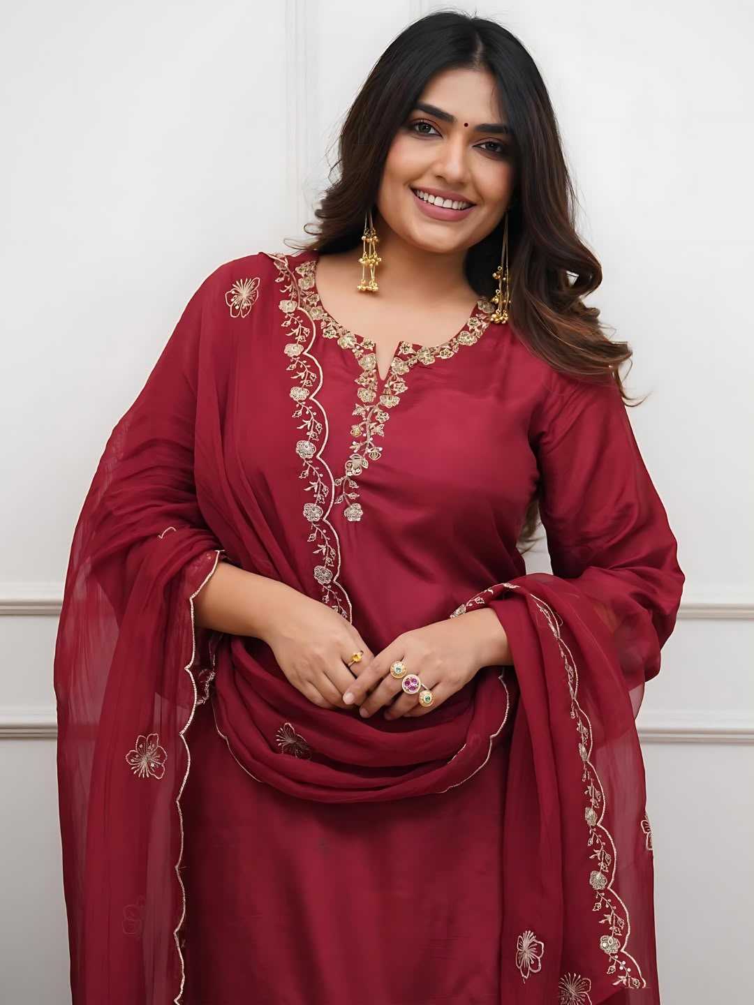 Heavy Roman Silk Embroidery Suit