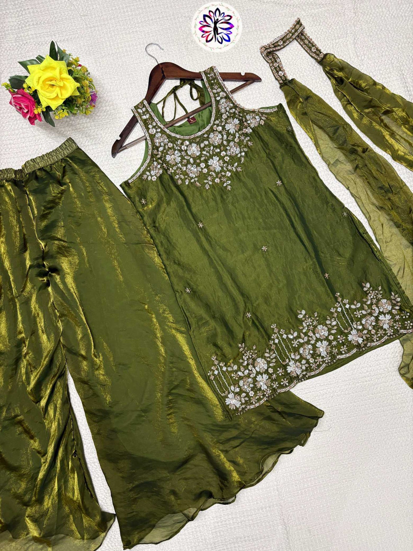 Satin Embroidery Suit