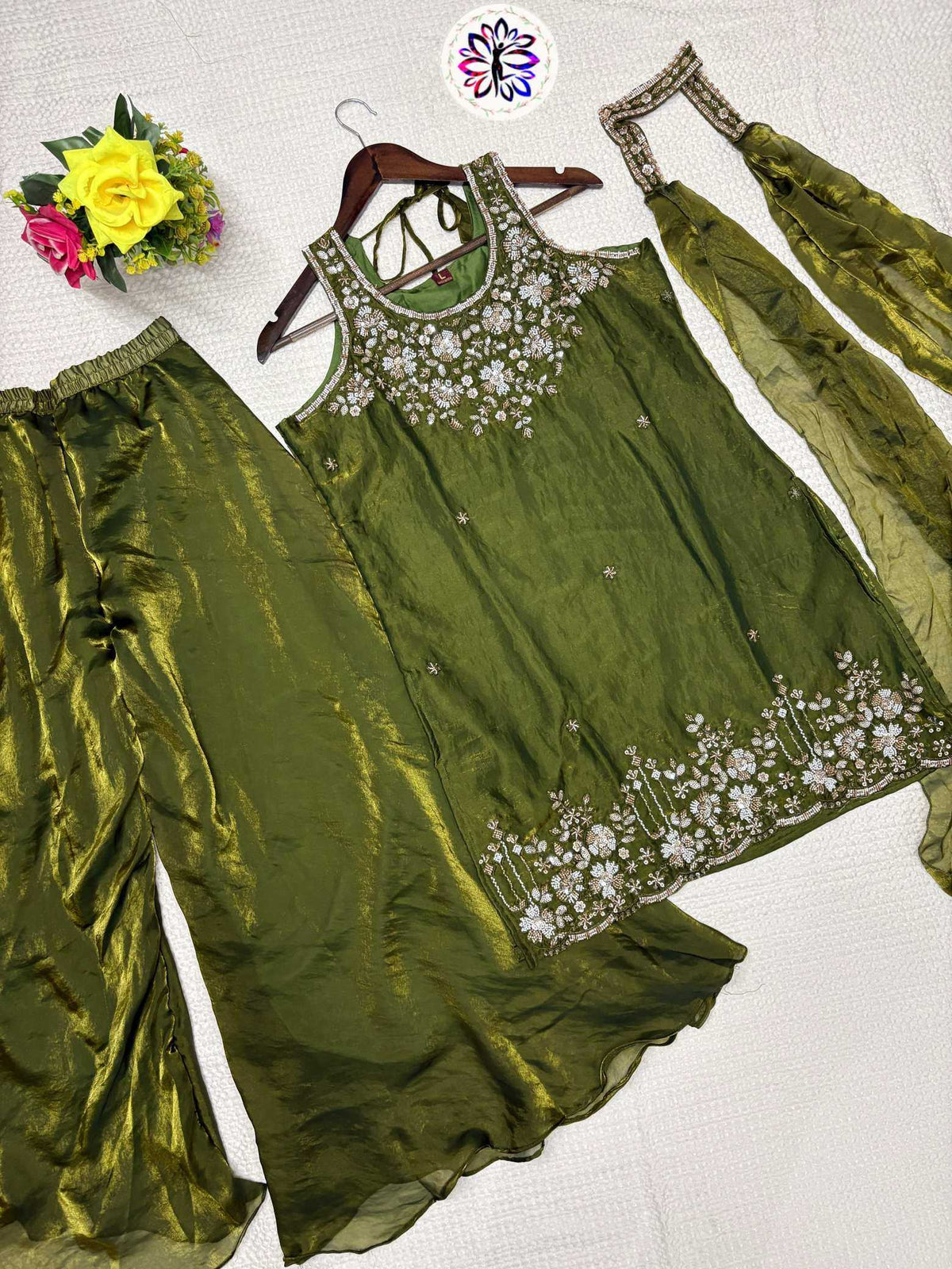 Satin Embroidery Suit
