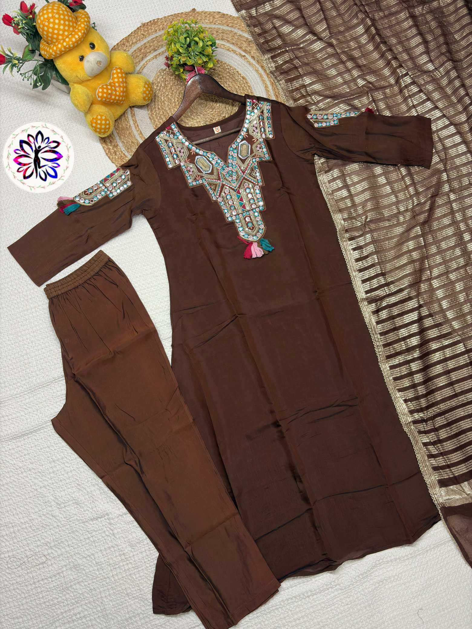 Chanderi Soft Embroidery Suit