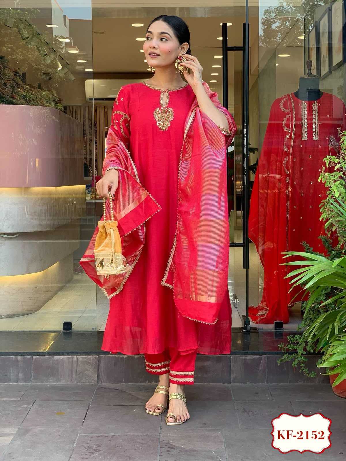 Viscose Chanderi Embroidery Suit