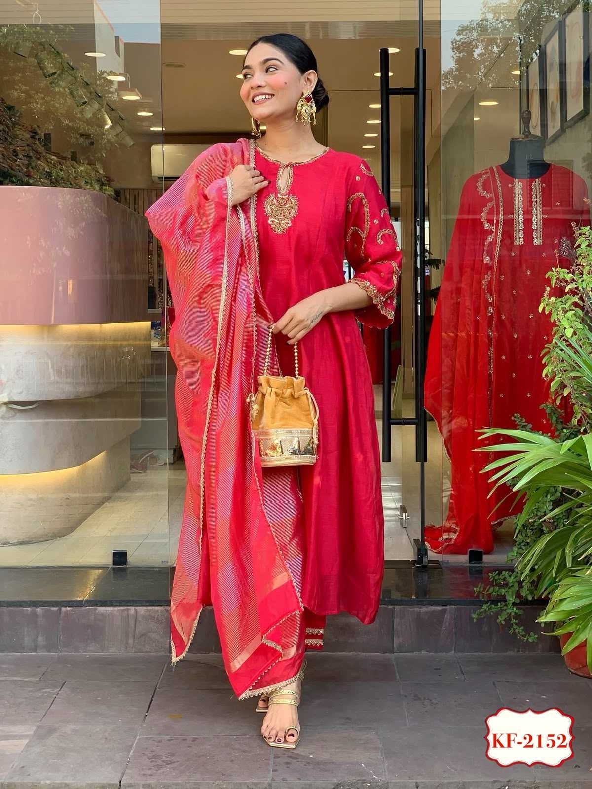 Viscose Chanderi Embroidery Suit