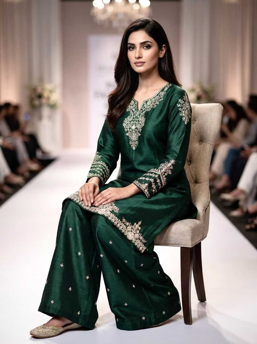 Soft Vichitra Embroidery Suit