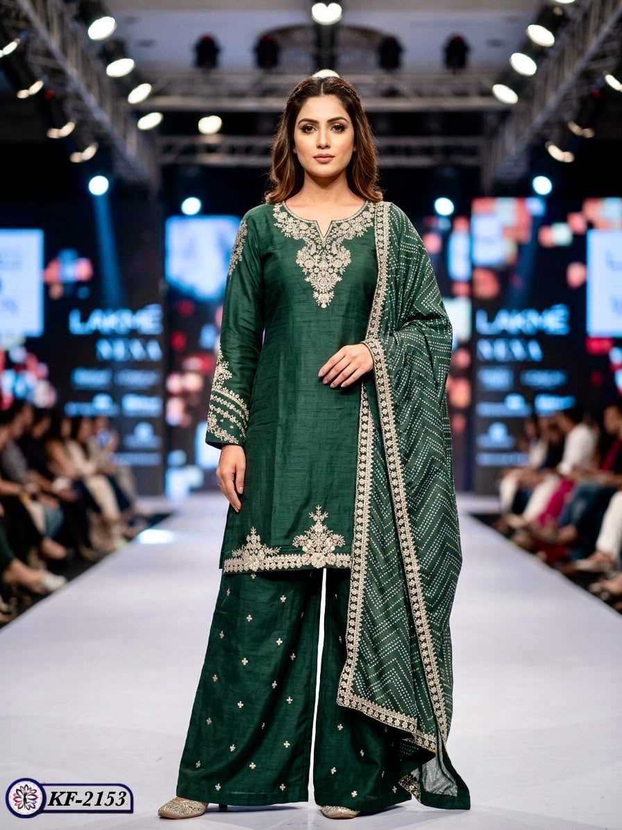 Soft Vichitra Embroidery Suit