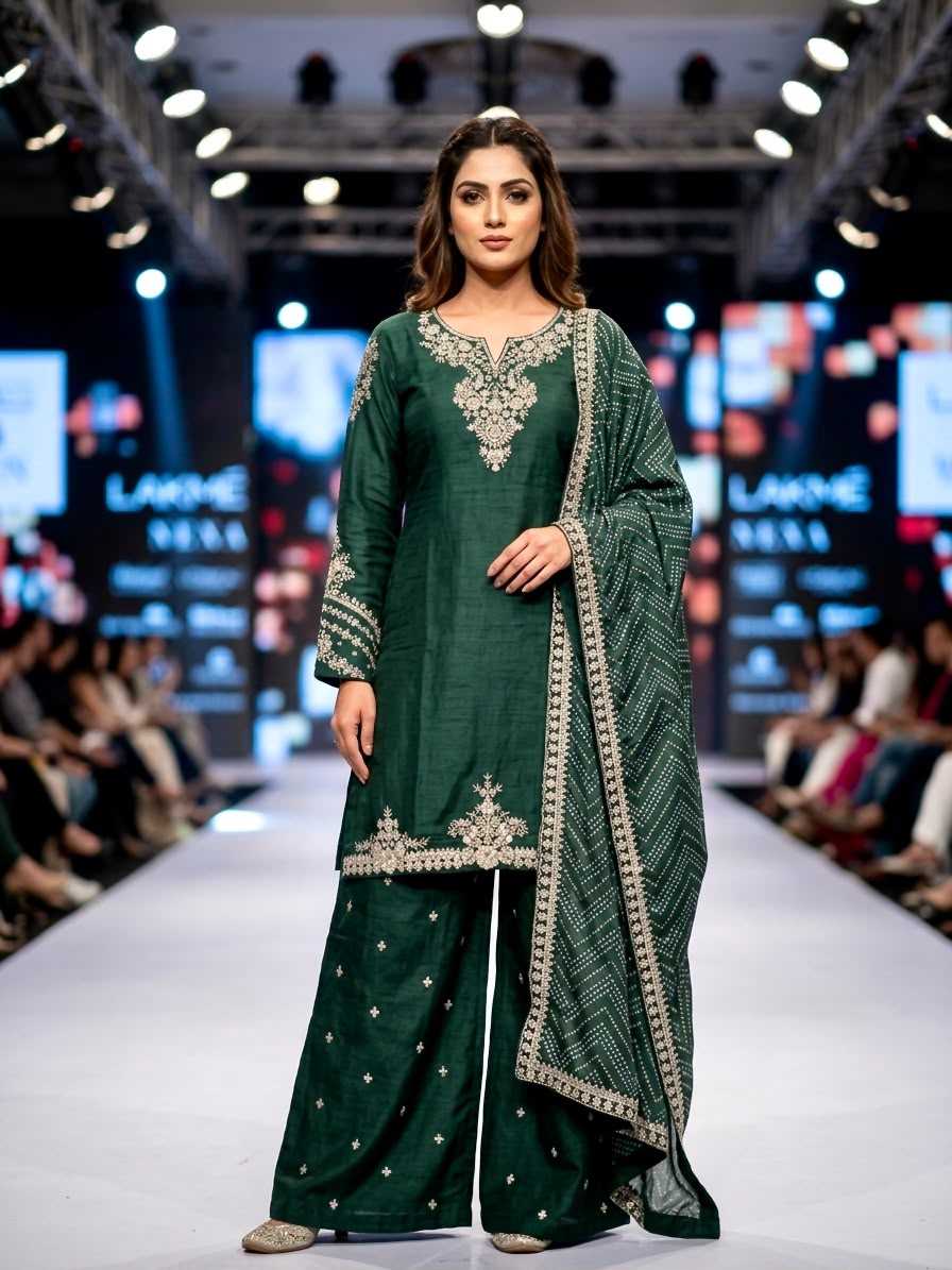 Soft Vichitra Embroidery Suit
