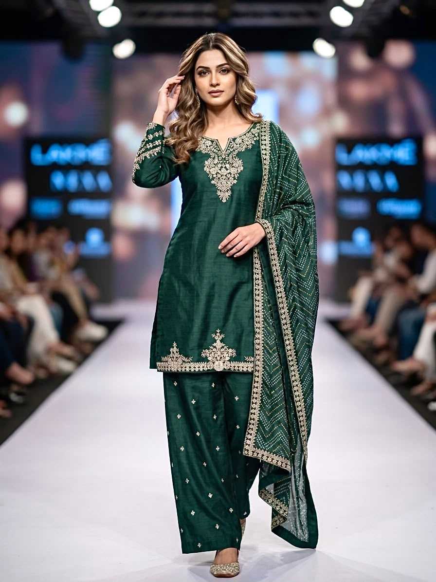 Soft Vichitra Embroidery Suit