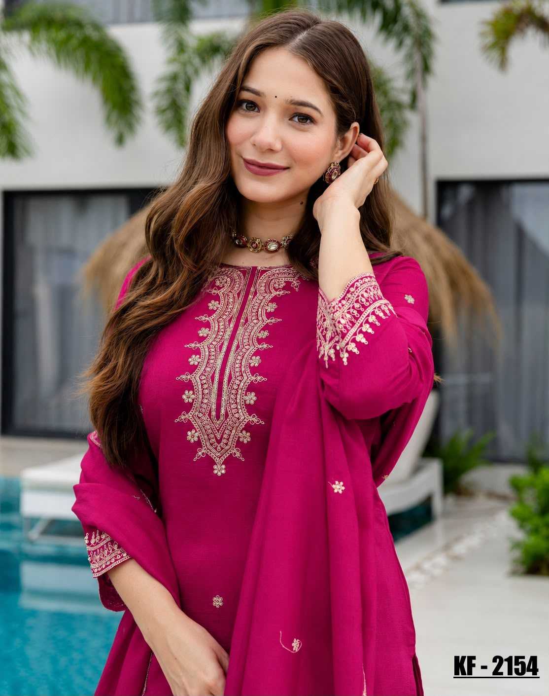 Soft Vichitra Embroidery Suit