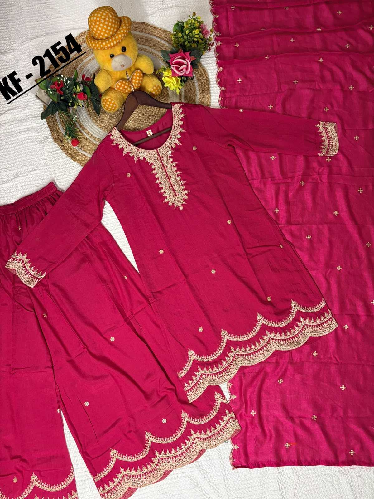 Soft Vichitra Embroidery Suit