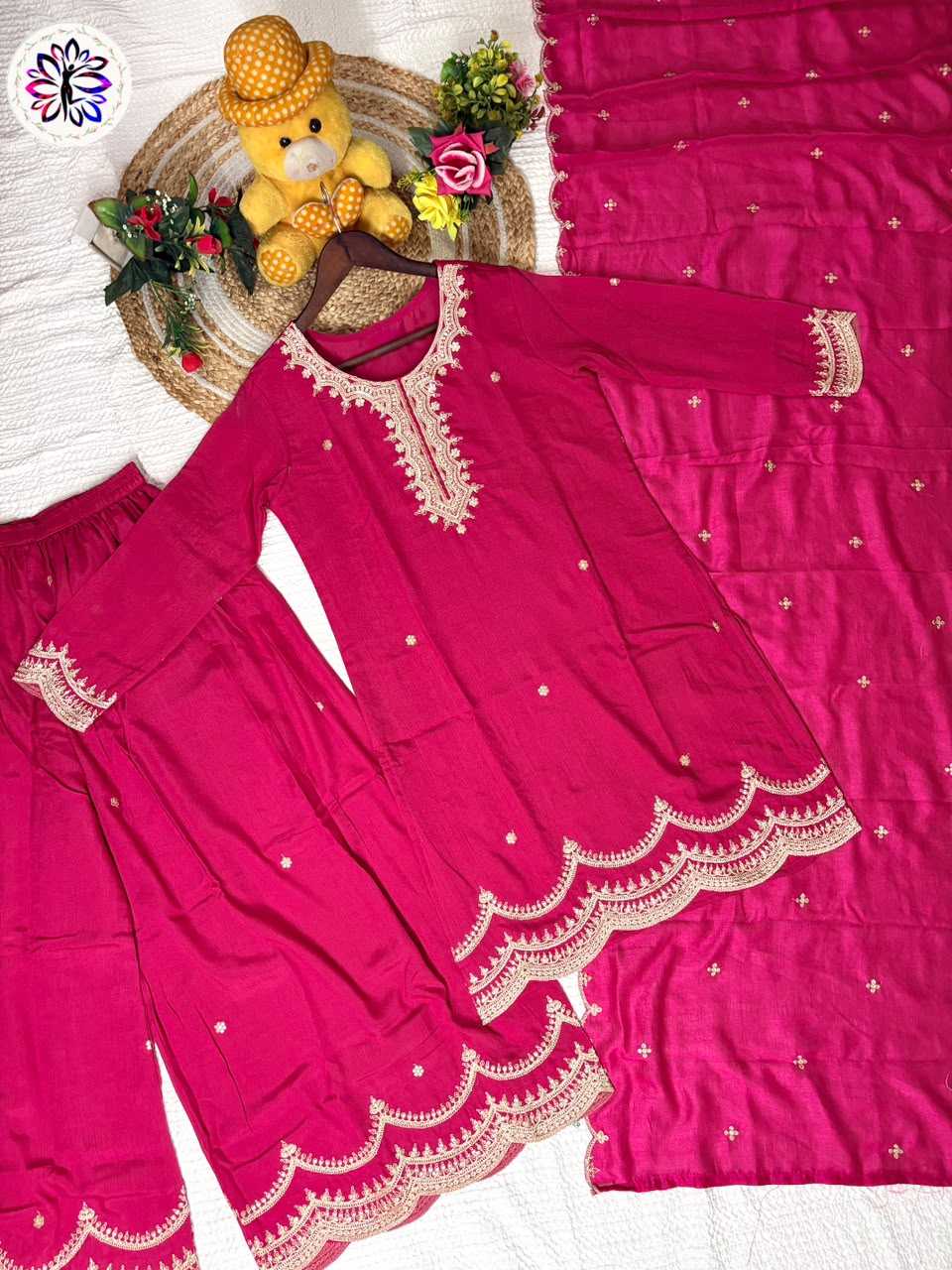Soft Vichitra Embroidery Suit