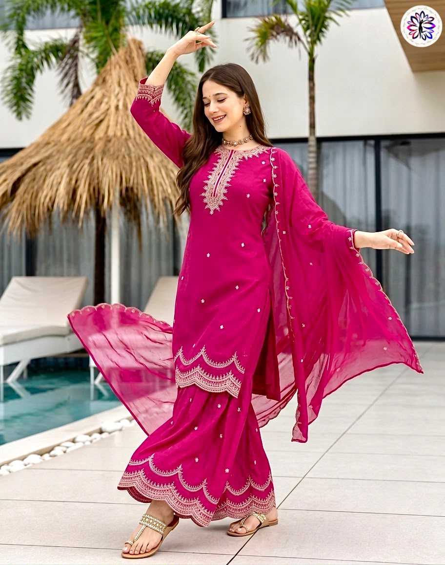 Soft Vichitra Embroidery Suit