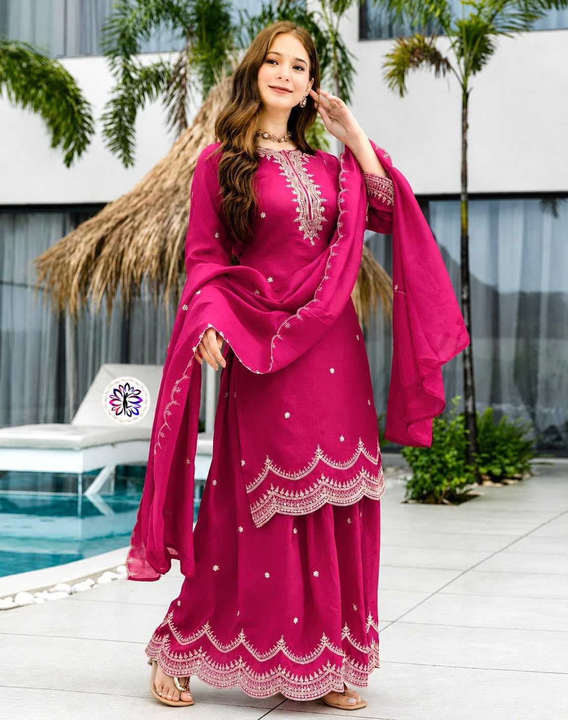 Soft Vichitra Embroidery Suit