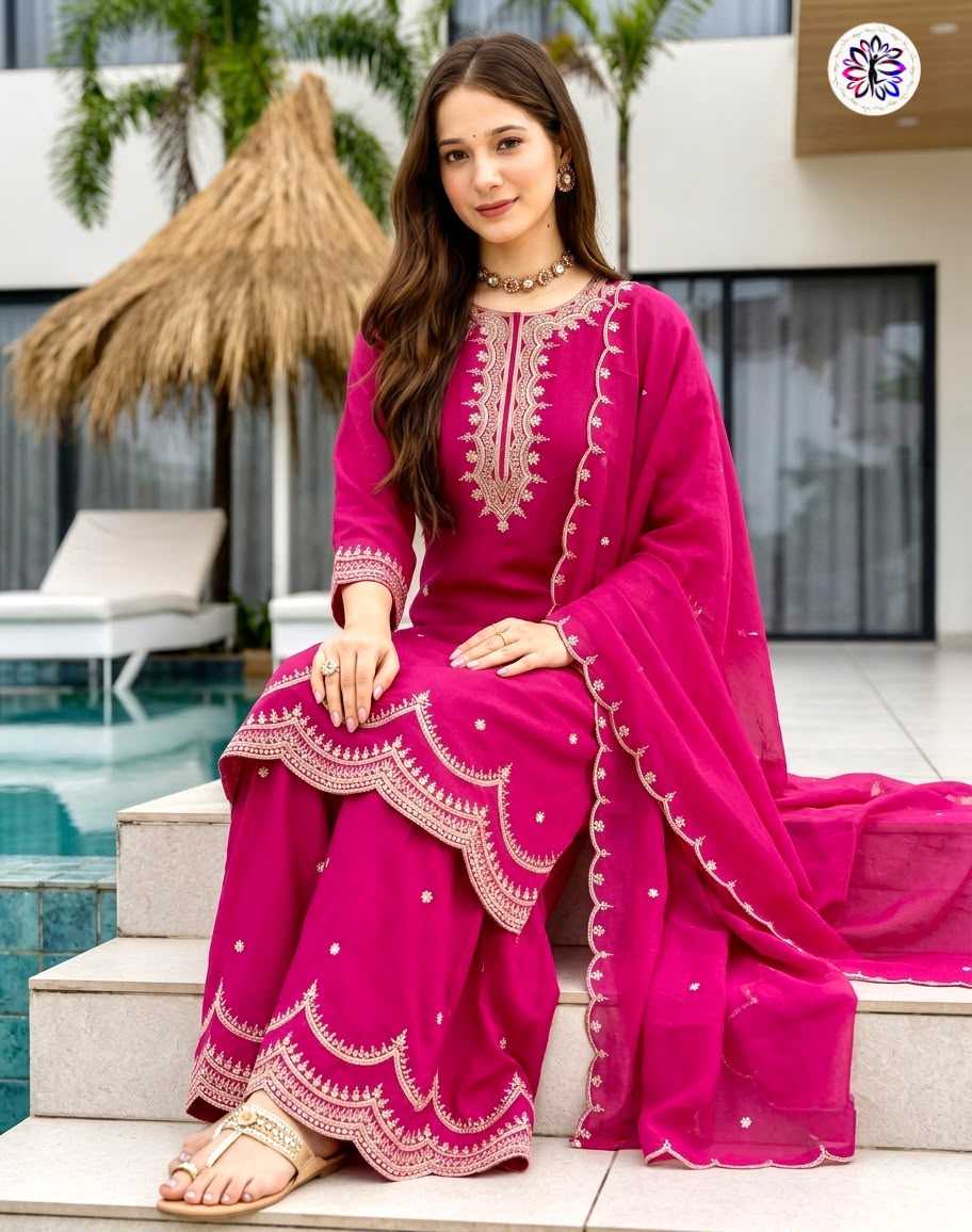 Soft Vichitra Embroidery Suit