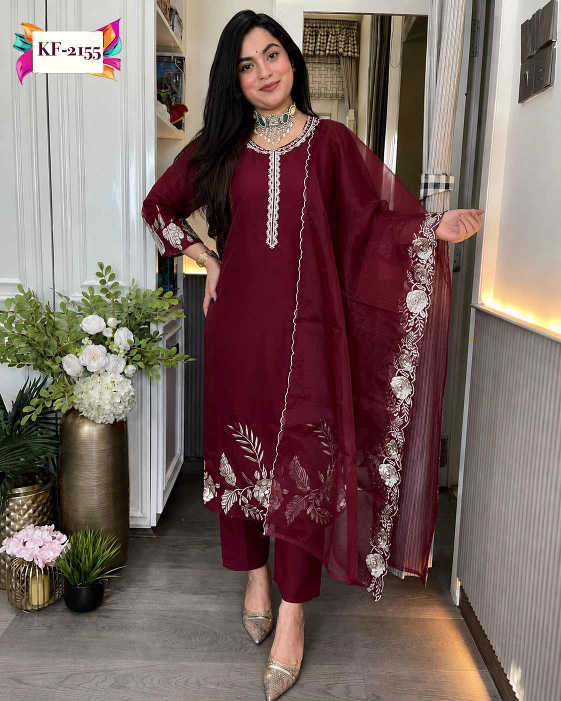 Heavy Roman Silk Embroidery Suit
